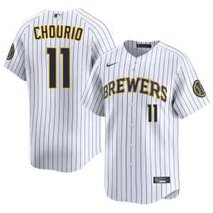 Men's Jackson Chourio Milwaukee Stitched White #11 Jerseys 762079-487 - Image 1