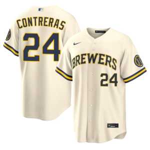 Men's Limited Los Cerveceros William Contreras Cream #24 Jersey 599684-410 - Image 1