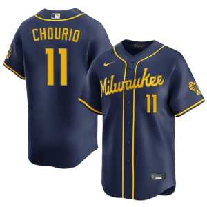 Mens Navy Brewers 2026 #11 Jackson Chourio Jerseys 250669-379 - Image 1