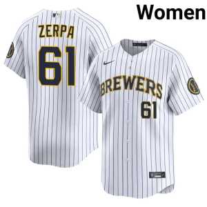 Women's Angel Zerpa Stitched #61 White Brewer Nation Jerseys 634757-451 - Image 1
