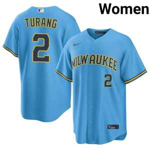 Womens Player Light Blue Brice Turang #2 Brewers Jerseys 557356-731 - Image 1