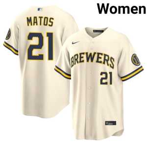 Womens Luis Matos Cream #21 New Milwaukee Jerseys 490541-621 - Image 1