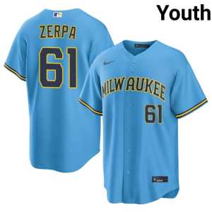 Youth #61 Angel Zerpa Light Blue The Brew Crew 2026 Jerseys 562469-535 - Image 1